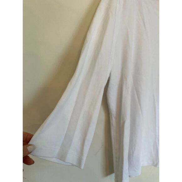 Isaac Mizrahi Life Essentials 1X Women's White Boat-Neck, Elbow Sleeve T Top - Picture 4 of 5